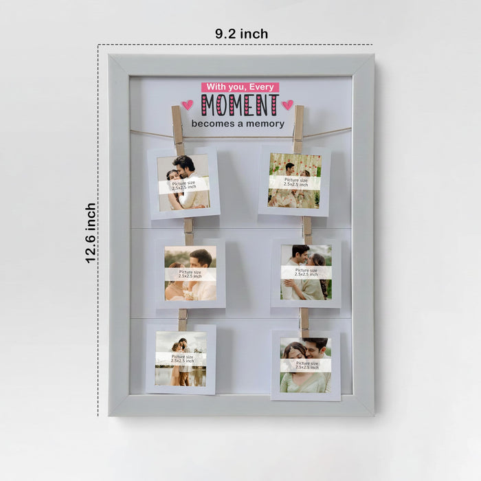 Art Street Photo Hanging Display with Clips, Personalized Wooden Photo Frame for Couple Memories, Valentine’s Day Gift for Girlfriend Boyfriend Spouse, Romantic Wall Photos Frame, 23x32 cm