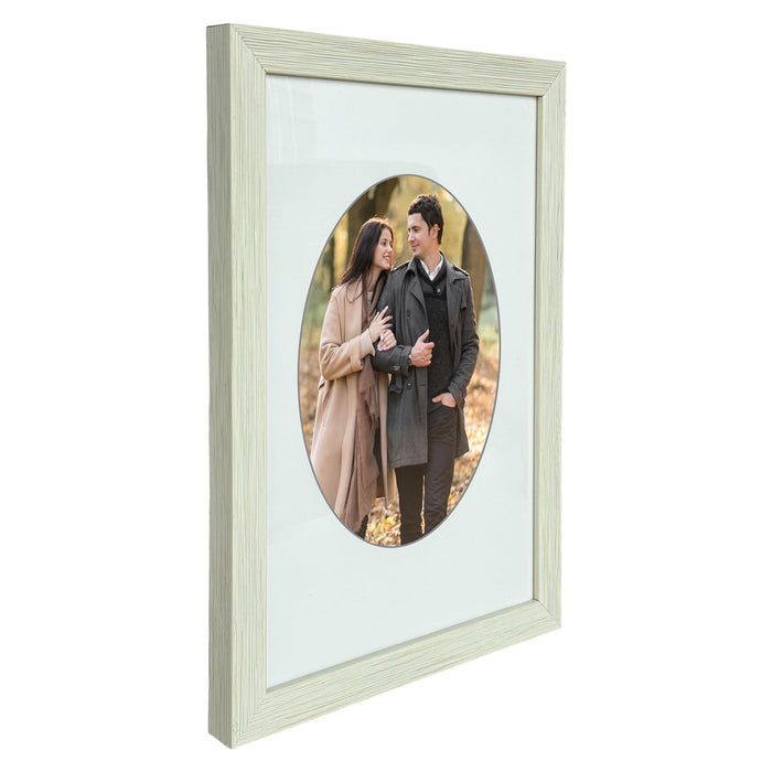 Art Street Engineered Wood Elegant Designed White Individual Photo Frame With Oval Shape Mat, Wall Mount Home Decor (8x12 Matted To 5x7 Inch)