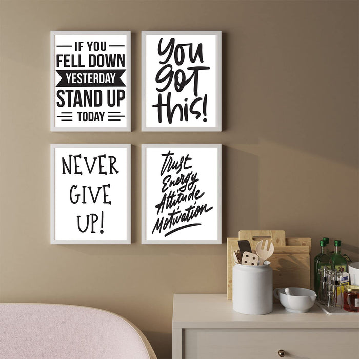 Art Street Motivational Poster You Got This, Never Give Up Prints For Room Decoration (Set Of 4, 13x17 Inch)