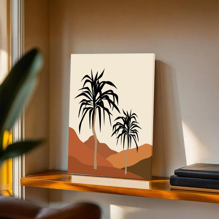 Abstract Palm Tree Stretched Canvas Wall Art Modern Boho Illustration Painting for Home & Office Wall Decor, (16x22 Inch)