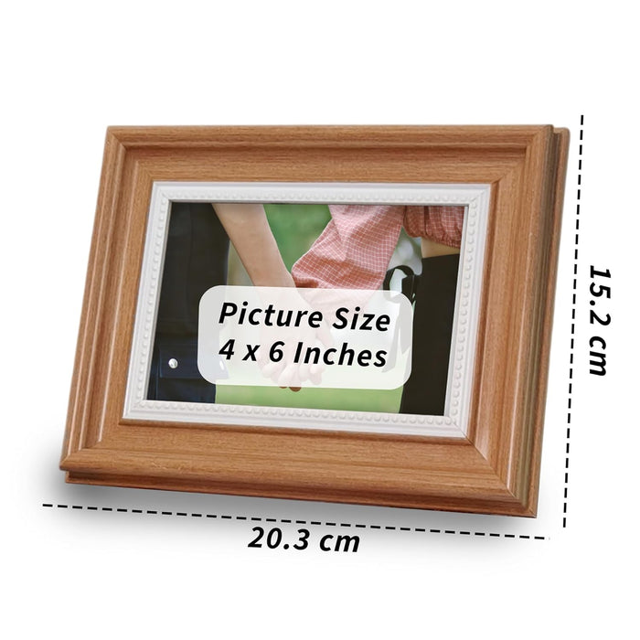 Photo Frame for Table, Plexi Glass, Engineered Wood Photo Frame (Brown)