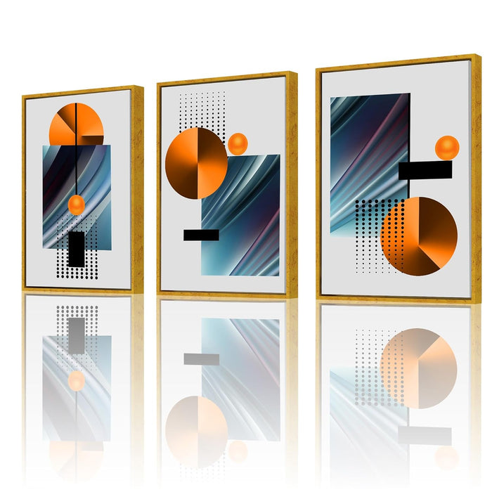 Abstract Marble Curves Geometric Canvas Painting For Home Décor (17x23 Inch, Set Of 3)