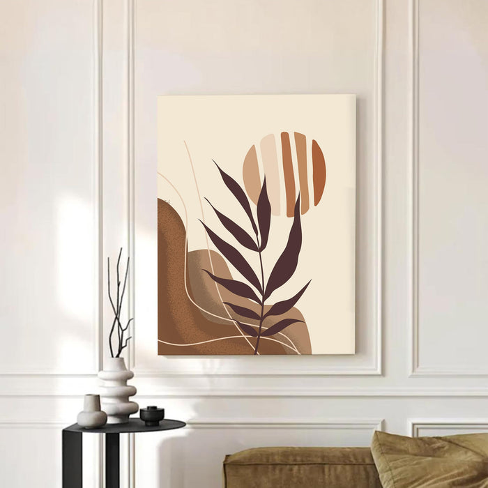 Abstract Desert Nature Sun Stretched Canvas Wall Art Modern Boho Illustration Painting for Home & Office Wall Decor, (16x22 Inch)