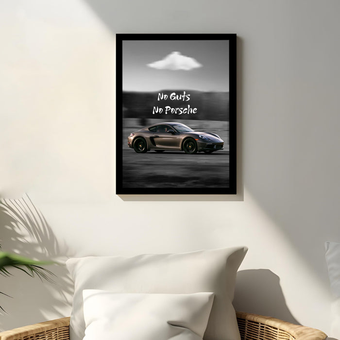 Framed Motivational Automotive Wall Art Print with Sports Car Illustration and Bold Text 32x44 cm