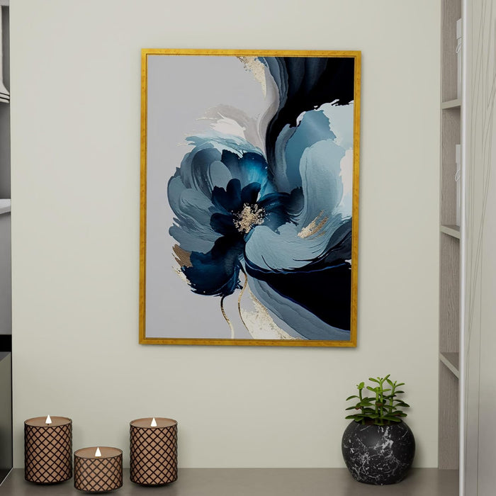 Canvas Painting Blue Elegant Flowers Decorative Wall Art For Living Room (Size:17x23 Inch)