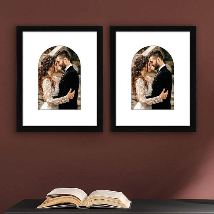 Engineered Wood Elegant Designed White Individual Photo Frame With Mat, Wall Mount.