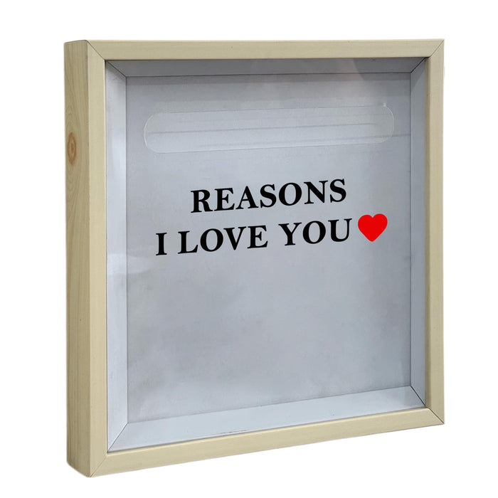 Reasons I Love You Shadow Box Frame, Customizable Gift Box with Love Message Notes, Romantic Valentine’s Day Gift for Girlfriend Boyfriend Spouse Partner, Couple Memory 22x22 cm, Art Street