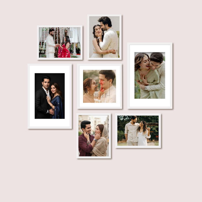 Art Street Photo Frame Set of 7 White Wall Decor Collage Display Hanging Family Picture Frames Gallery Collection Decor Items Wall Mount Frames Birthday Anniversary Gift, 8x12, 12x12 and 12x16 In