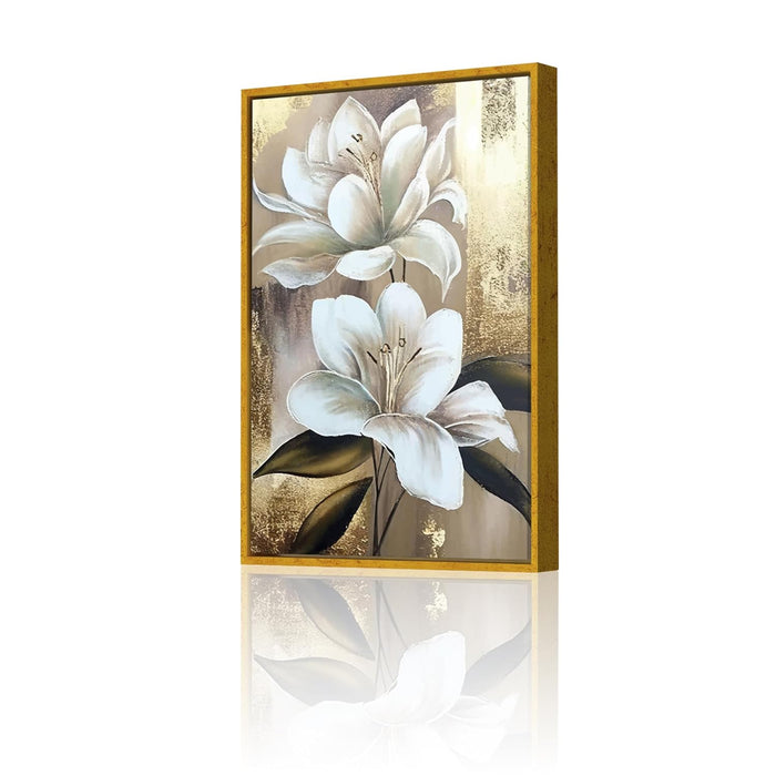 Art Street Canvas Painting Simple White Flower Decorative Wall Art For Living Room (Size:23x35 Inch)