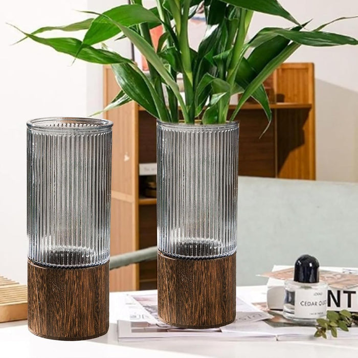 Glass Flower Vase for Modern Decorative Flower and Plants for Table Centerpiece Decoration (10x25 cm)