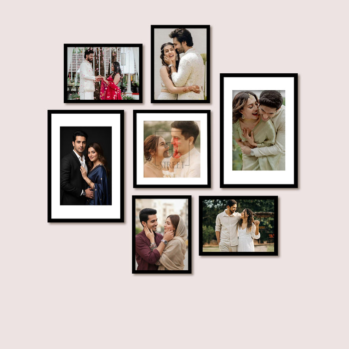 Art Street Photo Frame Set of 7 Black Wall Decor Collage Display Hanging Family Picture Frames Gallery Collection Decor Items Wall Mount Frames Birthday Anniversary Gift, 8x12, 12x12 and 12x16 In