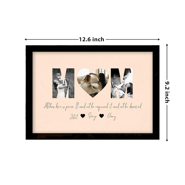 Customized Mother's Day Gift for your Mom with 3 Pictures Collage print along with MOM Text (8.9x12.8 Inch)