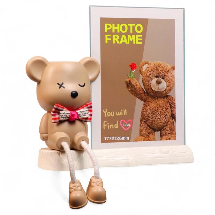 Kid's Photo Frame Creative Cute Teddy Bear with Pen Holder Stand and High Definition Glass for Table Stand Table Top Picture Frames Suits For Kid's Room, Table 12x17 cm