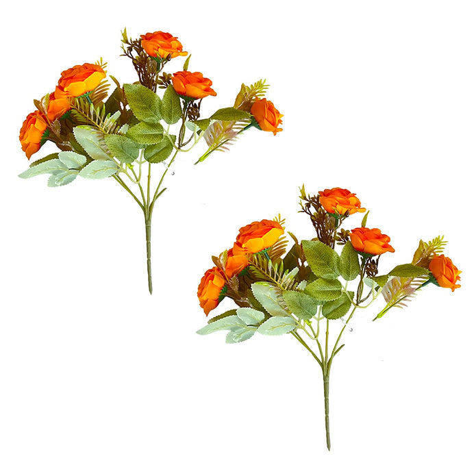 Artificial Flower Bunch Rose Silk 6 Head Flower, Real Looking Flowers for Home & Office Decoration Size 11"