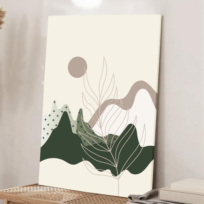 Abstract Sun Rising Stretched Canvas Wall Art Modern Boho Illustration Painting for Home & Office Wall Decor, (16x22 Inch)
