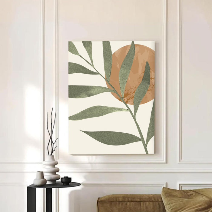 Abstract Botanical leaves Sun Stretched Canvas Wall Art Modern Boho Illustration Painting for Home & Office Wall Decor, (16x22 Inch)