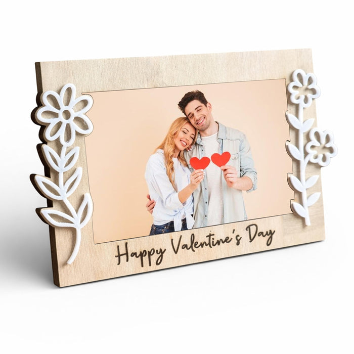 Art Street Happy Valentine’s Day Gift for Couples Girlfriend Boyfriend Romantic Couple Gift Photo Frame Love Token Floral Tabletop Photo Frame for Home Decor, for 8x13 cm Image