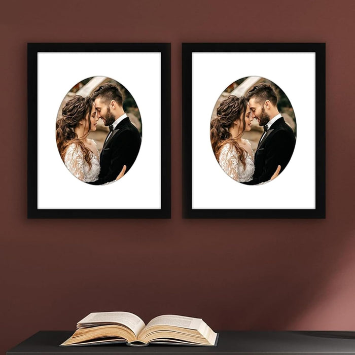 Engineered Wood Elegant Designed White Individual Photo Frame With Mat, Wall Mount.