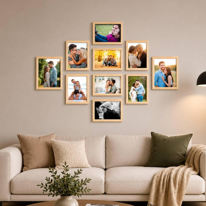 Wall Photo Frame Set of 8 | Gallery Wall Collage Picture Frames | Family Photo Display for Home Decor | Wall Hanging | 8x8 & 8x12 Inch