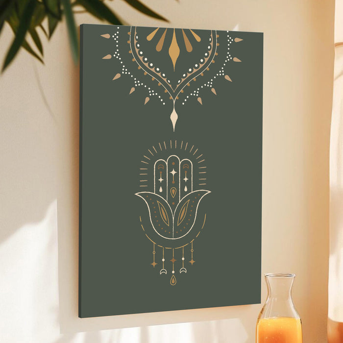 Abstract grey floral Pattern Stretched Canvas Wall Art Modern Boho Illustration Painting for Home & Office Wall Decor, (16x22 Inch)