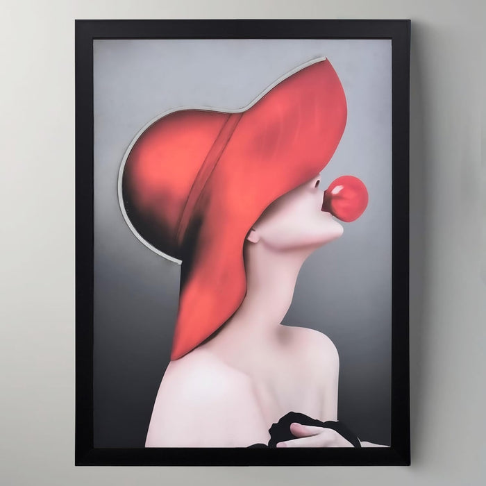 LED Wall Art Print with Wooden Frame, Aesthetic Wall Decor, Modern Art Print with LED Light - 43x58 cm