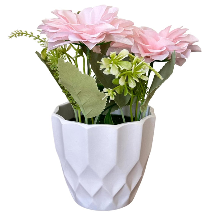 Ceramic Potted Vase Artificial Daisy Flower with Pot for Table Top (Pink, Size: 3.5x7 Inch)