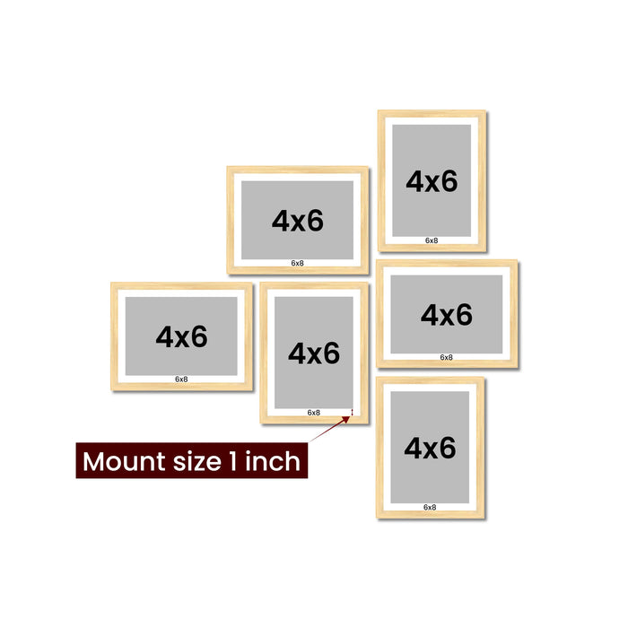 Art Street Family Photo Frame Set of 6 for Wall Decor, Wooden Finish Collage Picture Frames for Living Room, Bedroom & Home Decoration, Multi-Size Wall Hanging Gallery Frame Set, (Size, 4x6 Inch)