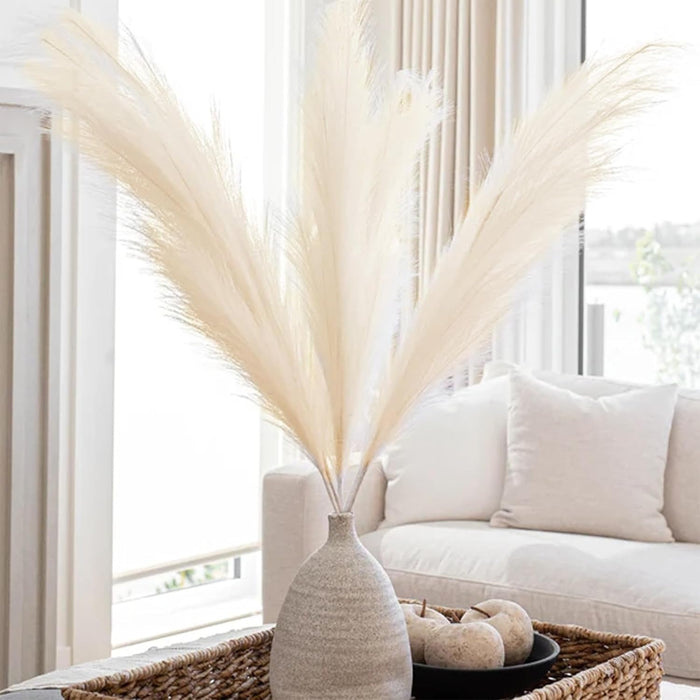 Artificial Pampas Grass for Decoration, Pink Blush Faux, Non-Shedding Feather Grass Pack of 4 | Gradient Pampas Grass | (18 Inch)