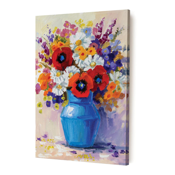 Art Street Stretched On Frame Canvas Painting Multi Color Flower Bunch Art For Living Room, Decorative Home & Wall Décor Abstract Art (Size: 16x22 Inch)