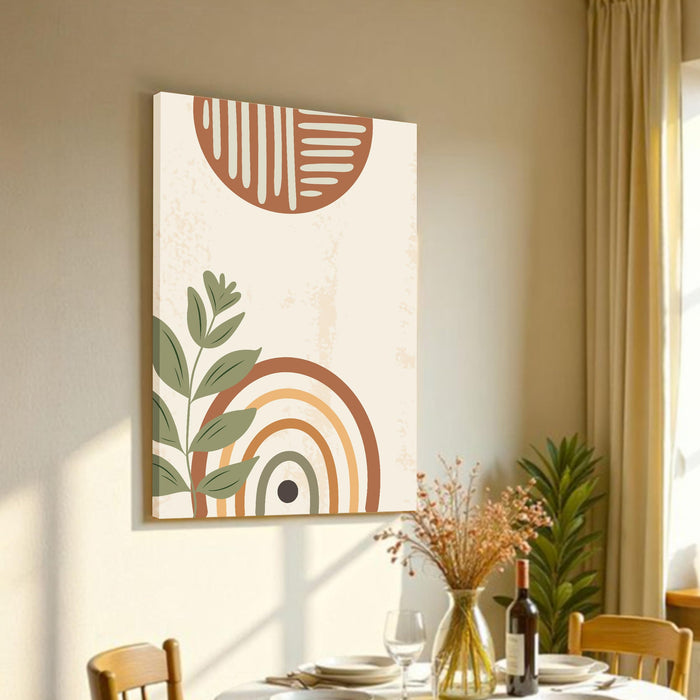 Abstract Rainbow leaves botanical Stretched Canvas Wall Art Modern Boho Illustration Painting for Home & Office Wall Decor, (16x22 Inch)