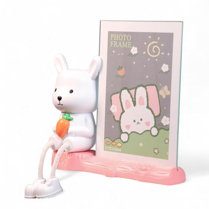 Kid's Photo Frame Creative Cute Teddy Bear with Pen Holder Stand and High Definition Glass for Table Stand Table Top Picture Frames Suits For Kid's Room, Table 12x17 cm