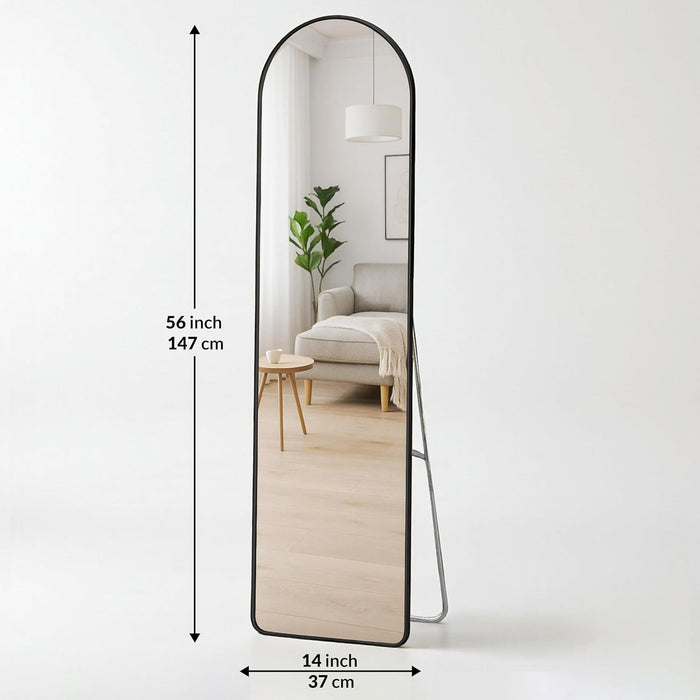 Cheval Mirror 4.5 Feet Arch Mirror for Bedroom | Full Length Dressing Mirror Aluminum Frame with Stand (Gold, 37x147 CM)