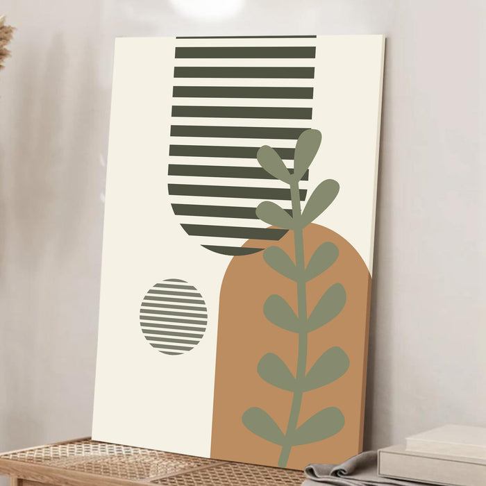 PAINTINGMANTRA Abstract Botanical Stretched Canvas Wall Art Modern Boho Illustration Painting for Home & Office Wall Decor, (16x22 Inch)