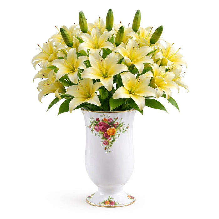 Art Street Artificial Yellow Lily Flower Stick for Vases or Pot Suited for Table Indoor