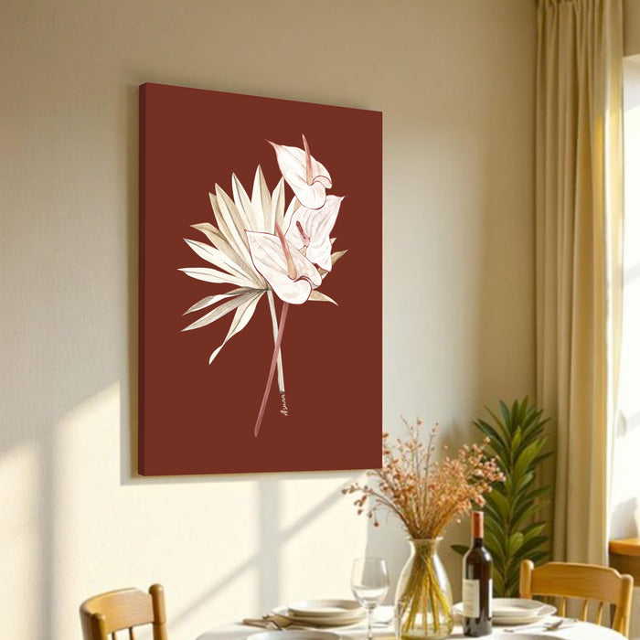 Abstract Desert flower Stretched Canvas Wall Art Modern Boho Illustration Painting for Home & Office Wall Decor, (16x22 Inch)