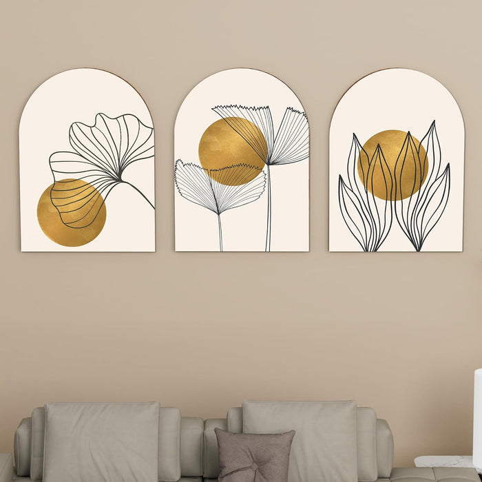 MDF Wall Art Prints Tropical leaf, Modern Home Décor (Set of 3, Size: 16x22 Inch)