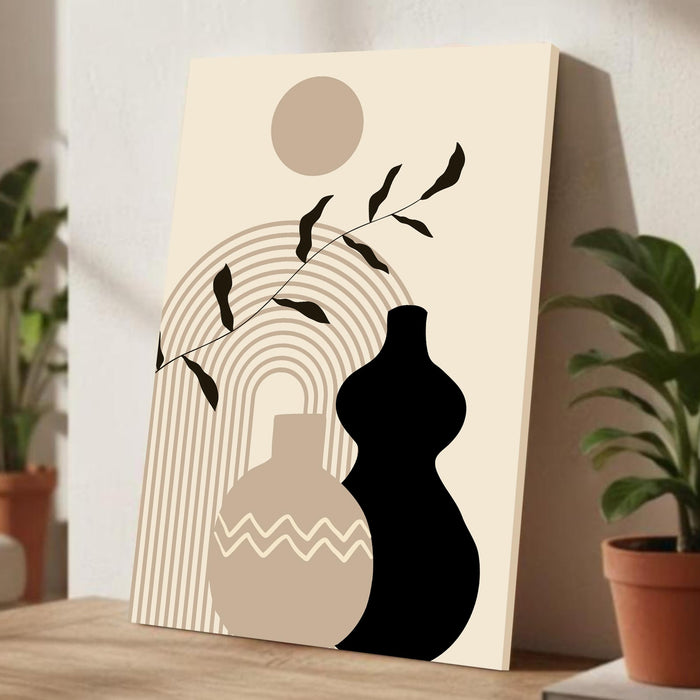 Abstract Vases Stretched Canvas Wall Art Modern Boho Illustration Painting for Home & Office Wall Decor, (16x22 Inch)