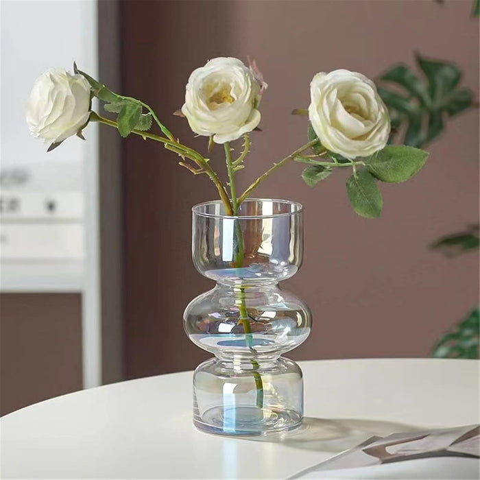 Glass Flower Vase for Modern Decorative Flower and Plants for Table Centerpiece Decoration (10x18 cm)