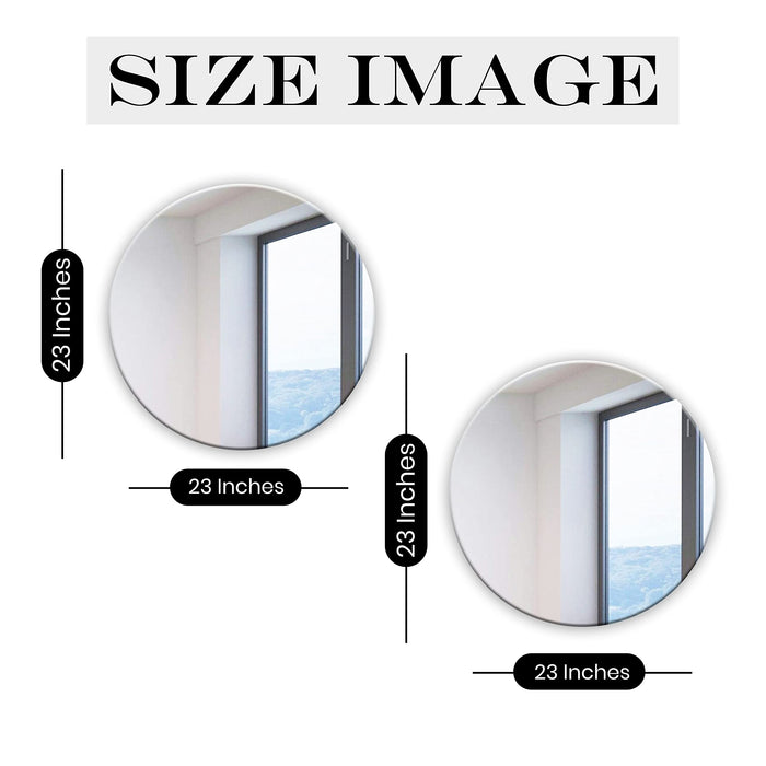 Frameless Beveled Circular SWall Mirror, Modern Frameless Mirror for Bathroom Room Hanging -23 X 23 Inchs