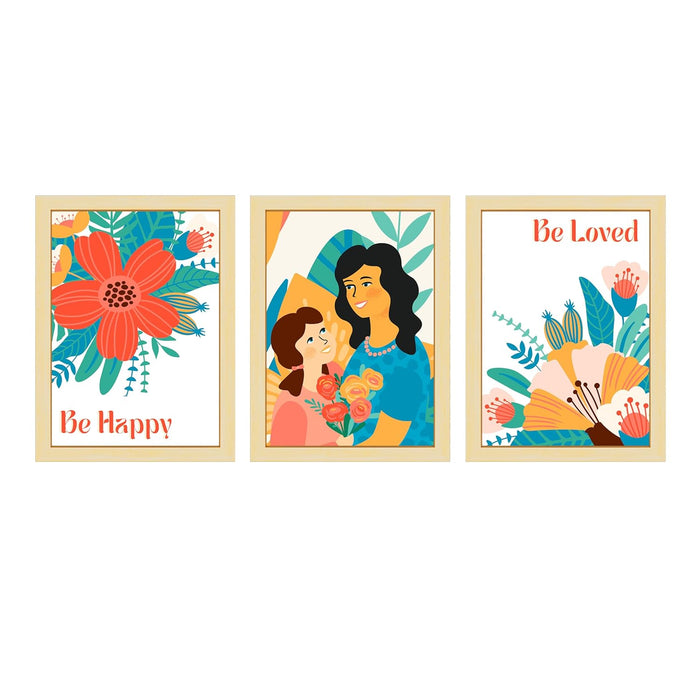 Art Street Be Happy Be Loved Art Prints for Kids Room Decoration (Set of 3, 12.7x17.5 Inch, A3)