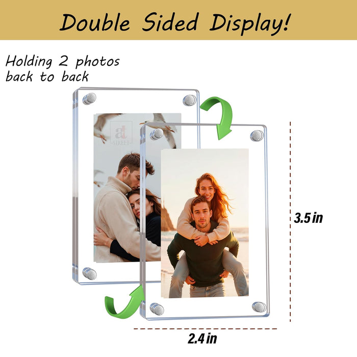 Acrylic Magnetic Picture Photo Frames 6x9 Cm Set of 4, Custom Acrylic Refrigerator, Rectangle Fridge Magnetic Photo Frames.