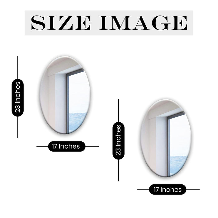 Frameless Beveled Oval  Wall Mirror, Modern Frameless Mirror for Bathroom Room Hanging Horizontal or Vertical -17 X 23 Inchs