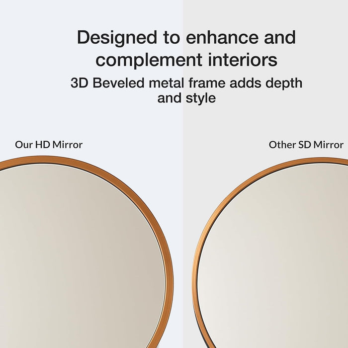 Round Decorative Wall Mirror with Aluminum Metal Frame Silver | Modern Design Vanity Mirror (Silver, 40x40 cm)