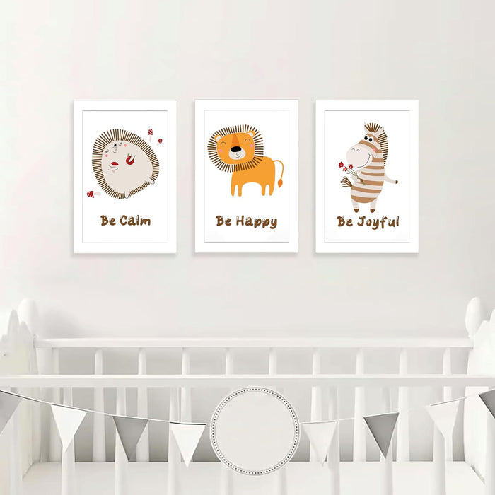 Art Street Be Calm Be Happy Animals Art Prints for Kids Room Decoration (Set of 3, 8.9x12.8 Inch, A4)
