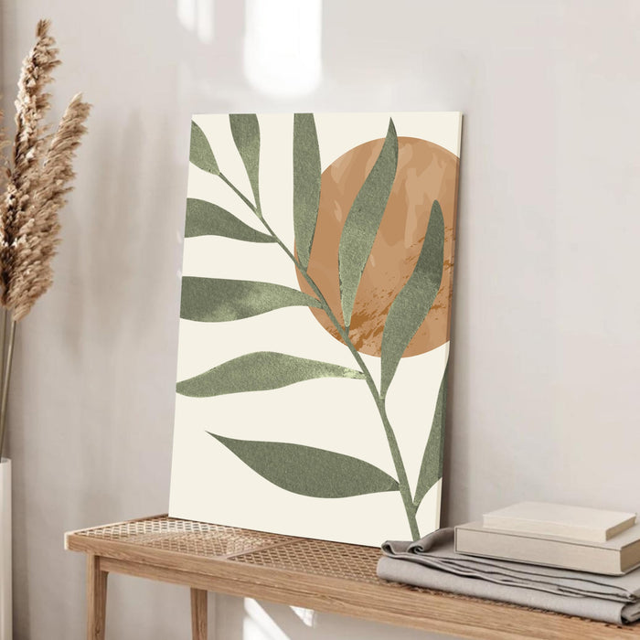 Abstract Botanical leaves Sun Stretched Canvas Wall Art Modern Boho Illustration Painting for Home & Office Wall Decor, (16x22 Inch)
