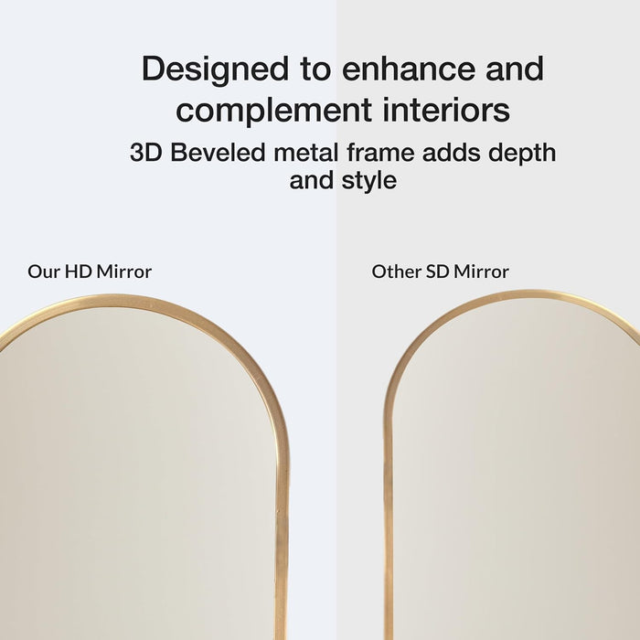 Cheval Mirror 4.5 Feet Arch Mirror for Bedroom | Full Length Dressing Mirror Aluminum Frame with Stand (Gold, 37x147 CM)