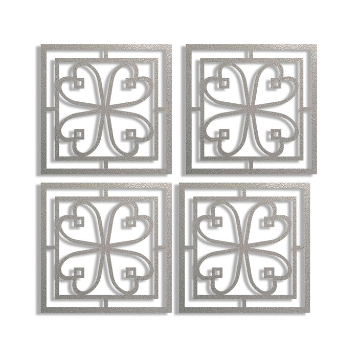 Modern Abstract Flower Design Ornaments, Decorative Wall Art, MDF Square 3D Jharokha Jali for Home Decor (8x8 Inch)