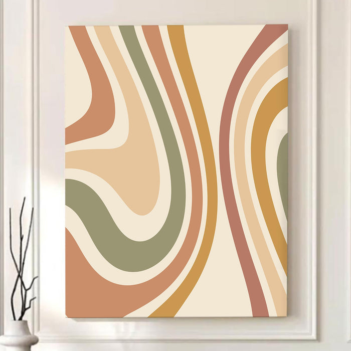 Abstract Rainbow Stretched Canvas Wall Art Modern Boho Illustration Painting for Home & Office Wall Decor, (16x22 Inch)