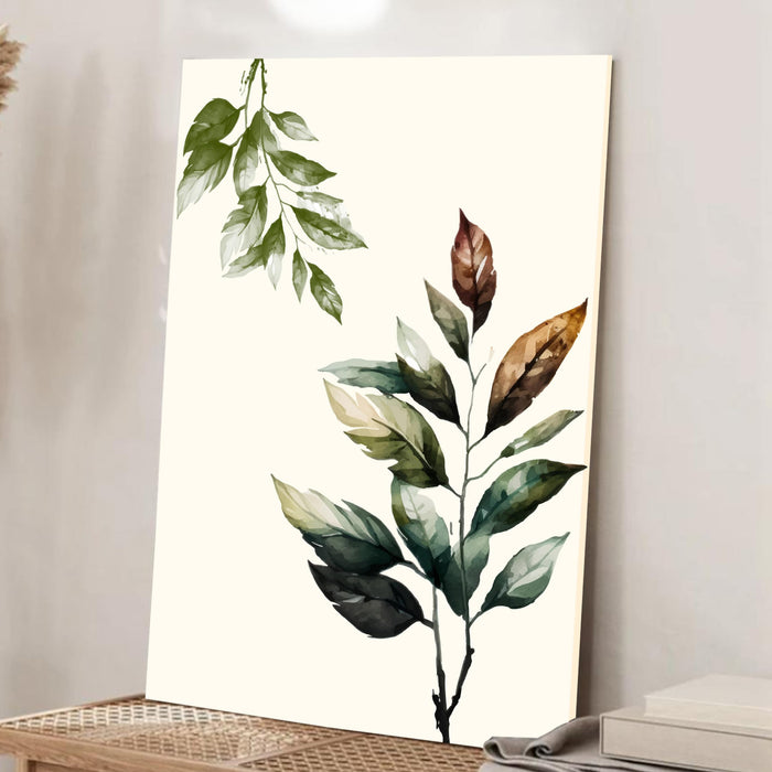 Abstract Botanical Green Leaves Stretched Canvas Wall Art Modern Boho Illustration Painting for Home & Office Wall Decor, (16x22 Inch)