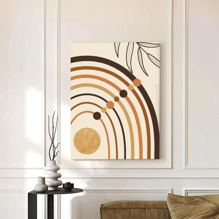 Abstract Rainbow Sun Stretched Canvas Wall Art Modern Boho Illustration Painting for Home & Office Wall Decor, (16x22 Inch)